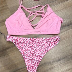 SHEIN Light Pink Strappy Bikini Top